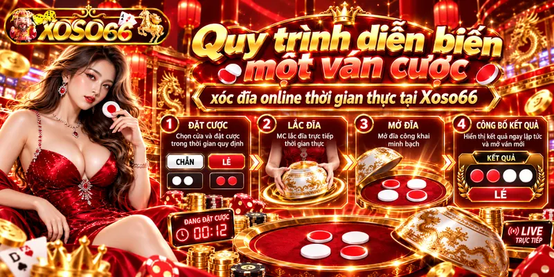 Quy trình diễn biến một ván cược xóc đĩa online thời gian thực tại Xoso66